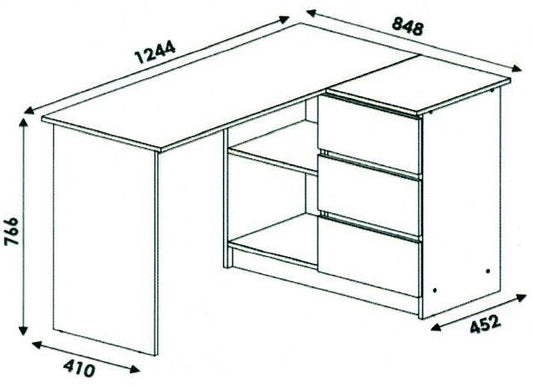 Shefa Line Universal Computer desk 125x85x77 cm, L-shaped, White