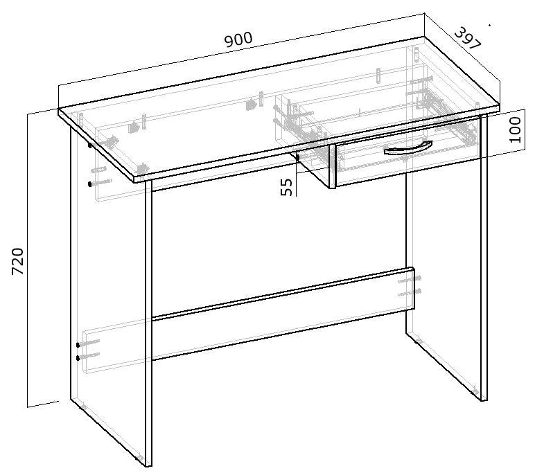 Shefa Line Nano Computer desk Sonoma oak 90x40 cm, compact solution with a drawer