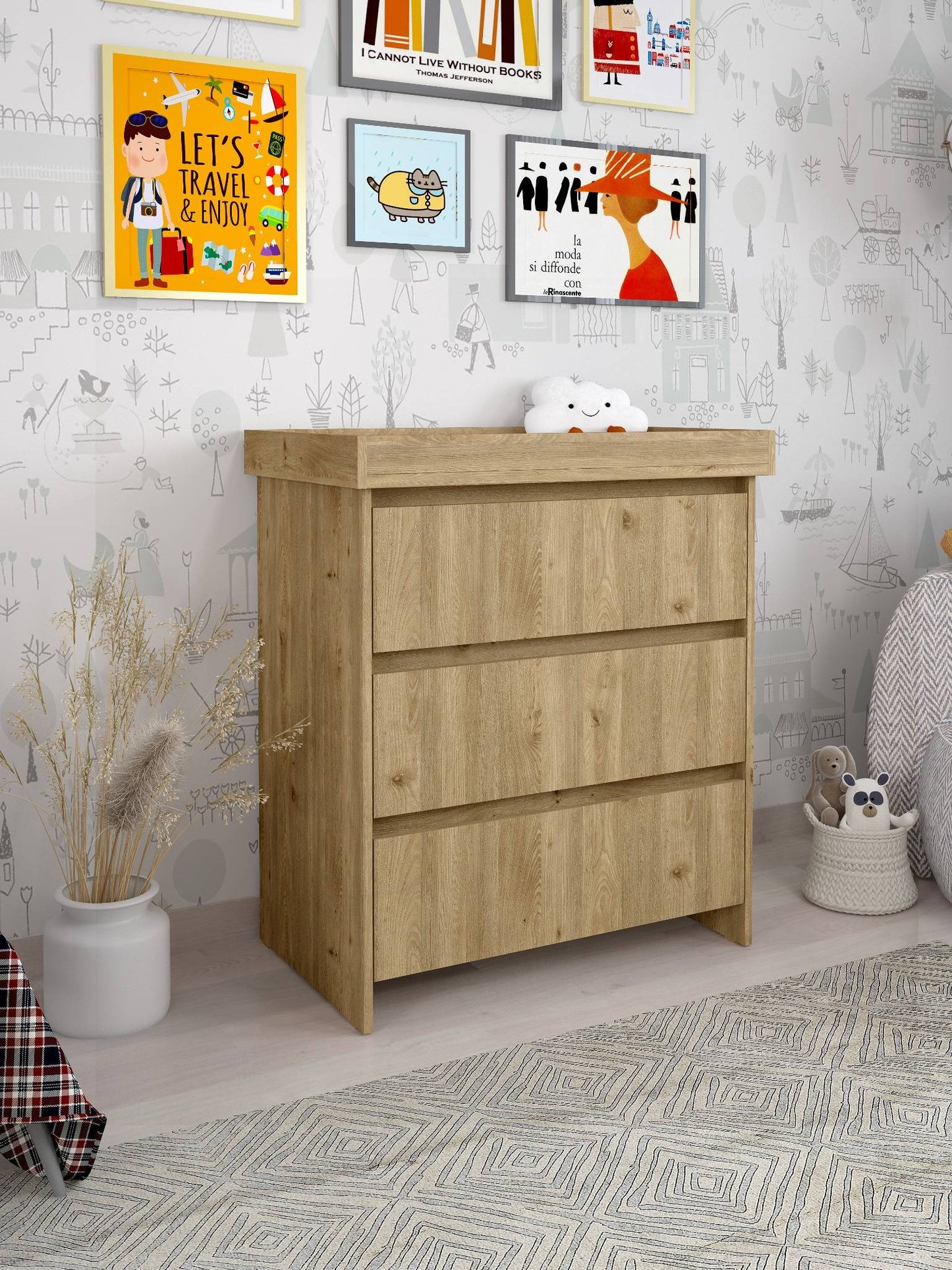 Shefa Kids Changing unit Basic line 880, Cremona Oak