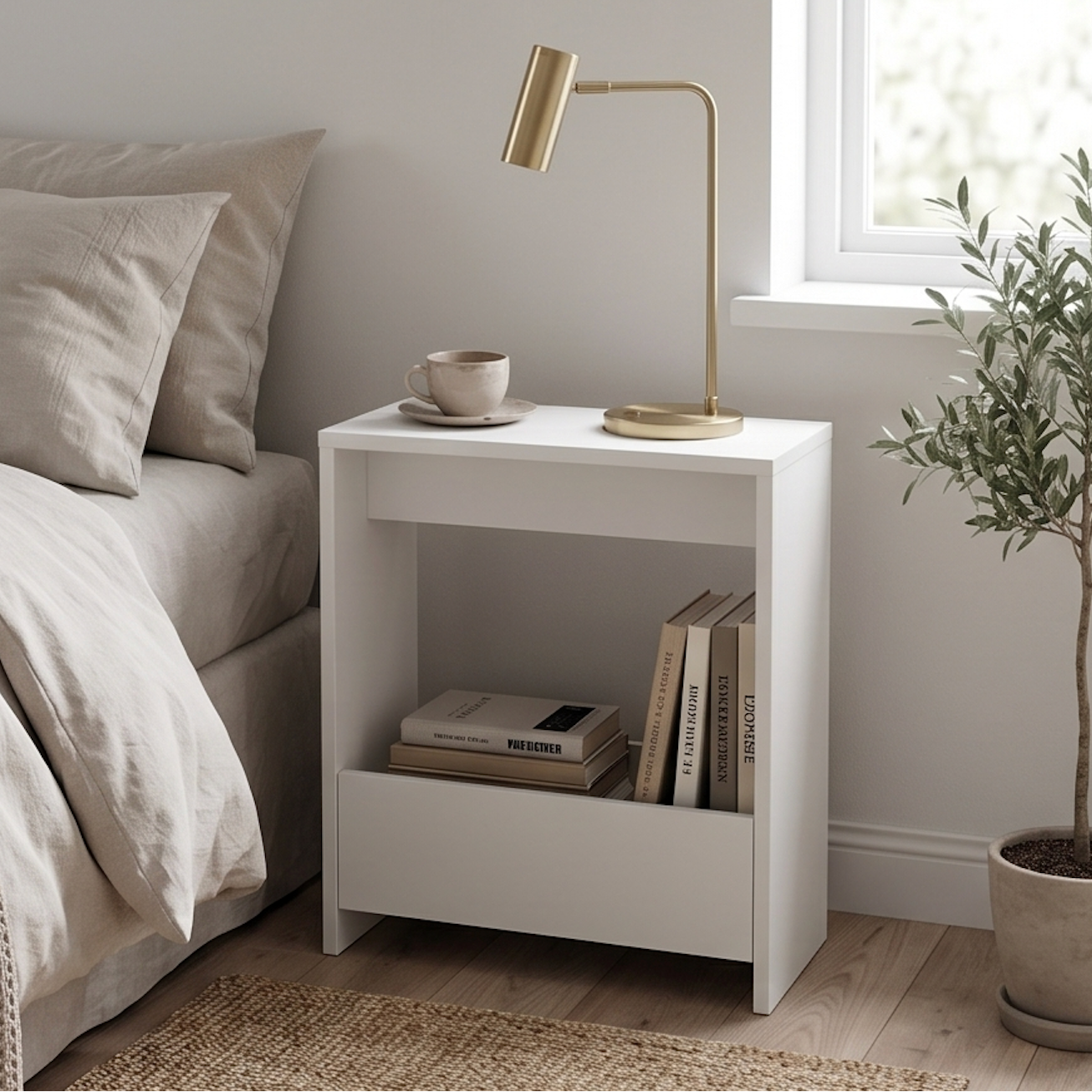 Slim Side Table Shefa Line Focus 55 White