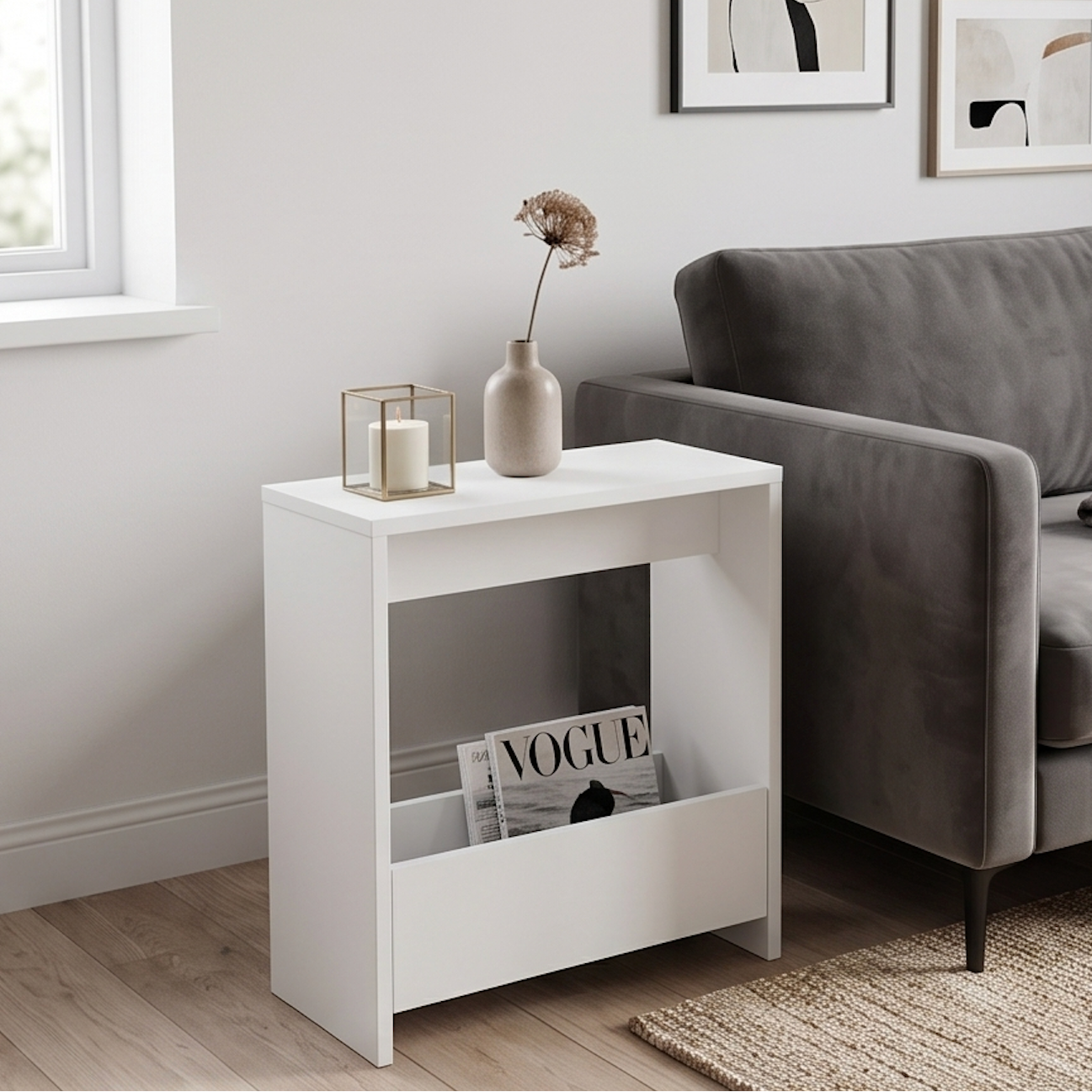 Slim Side Table Shefa Line Focus 55 White