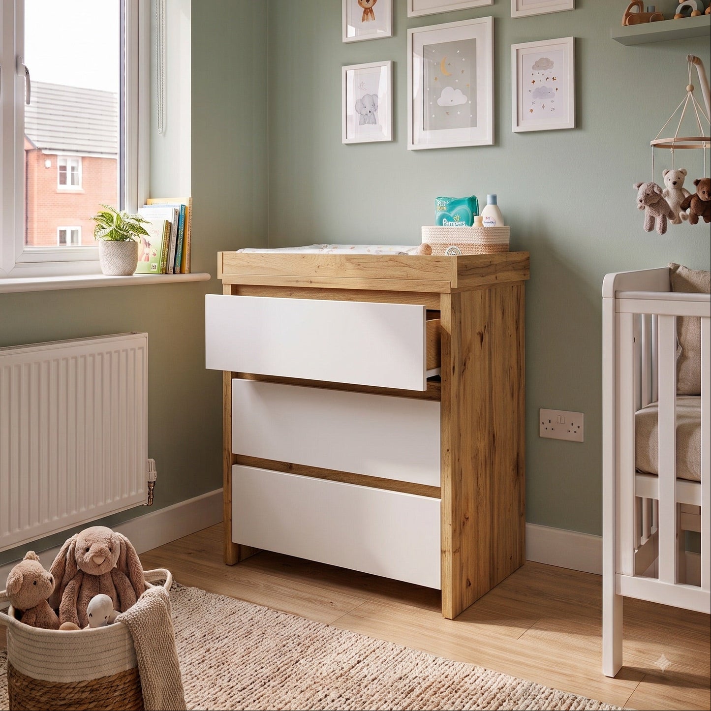 Shefa Kids Changing unit Basic line 880, Cremona Oak-white