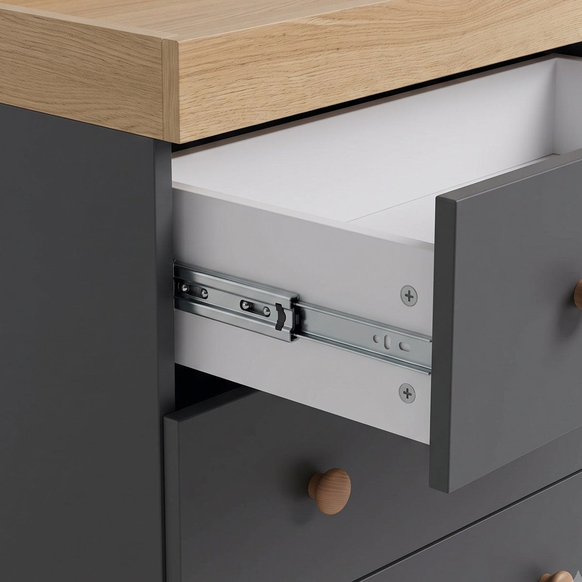 Shefa Kids Changing Dresser Design line 888 Graphite - Cremona Oak