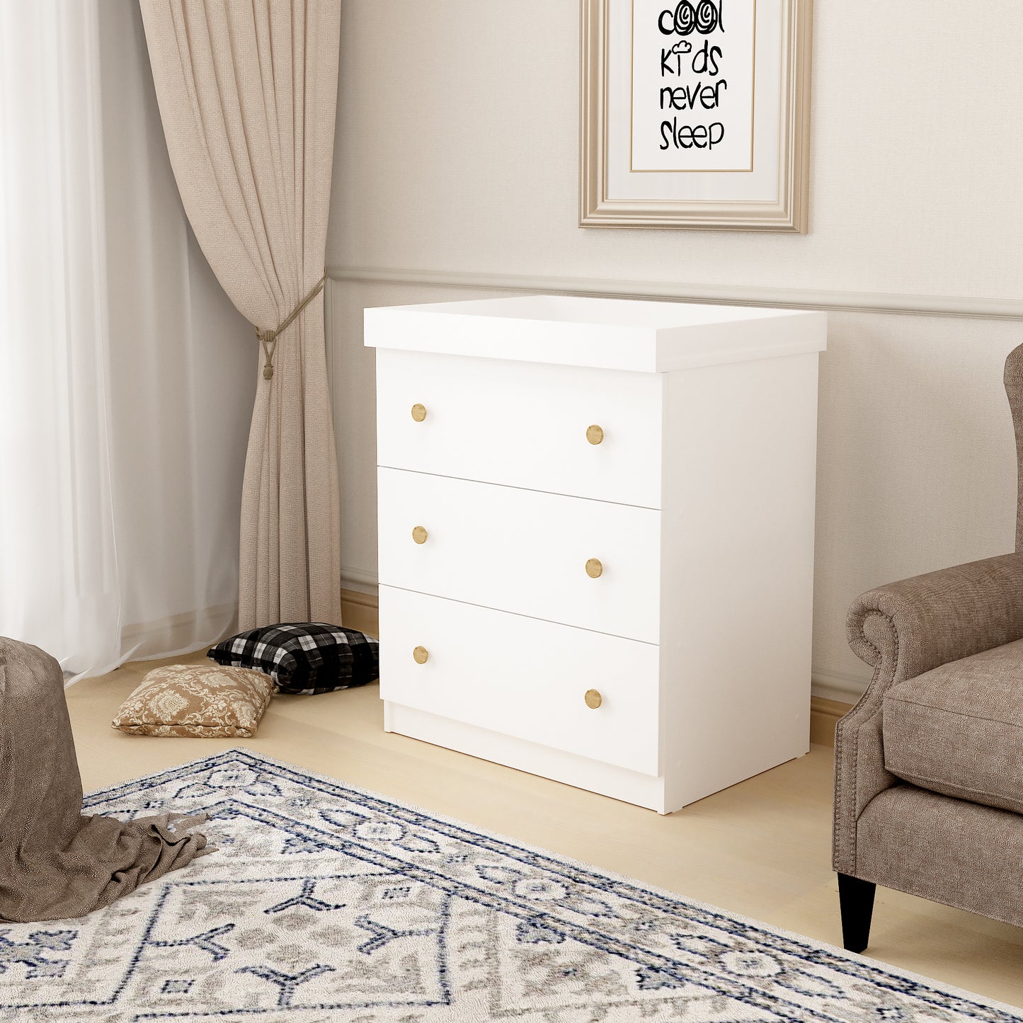 Shefa Kids Changing Dresser Design line 888 White