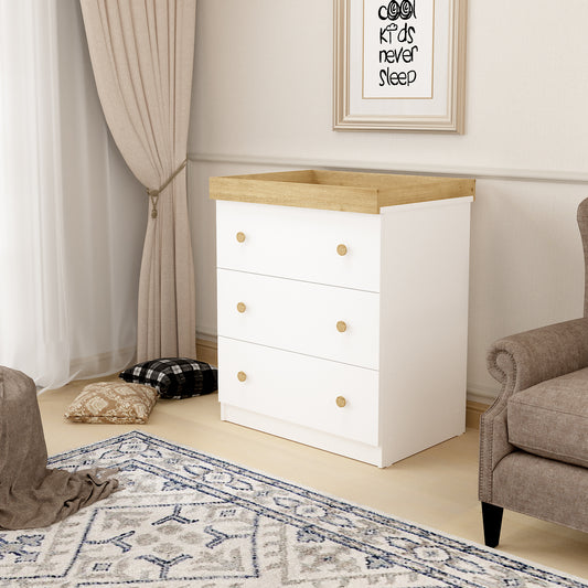 Shefa Kids Changing Dresser Design line 888 White - Oak top