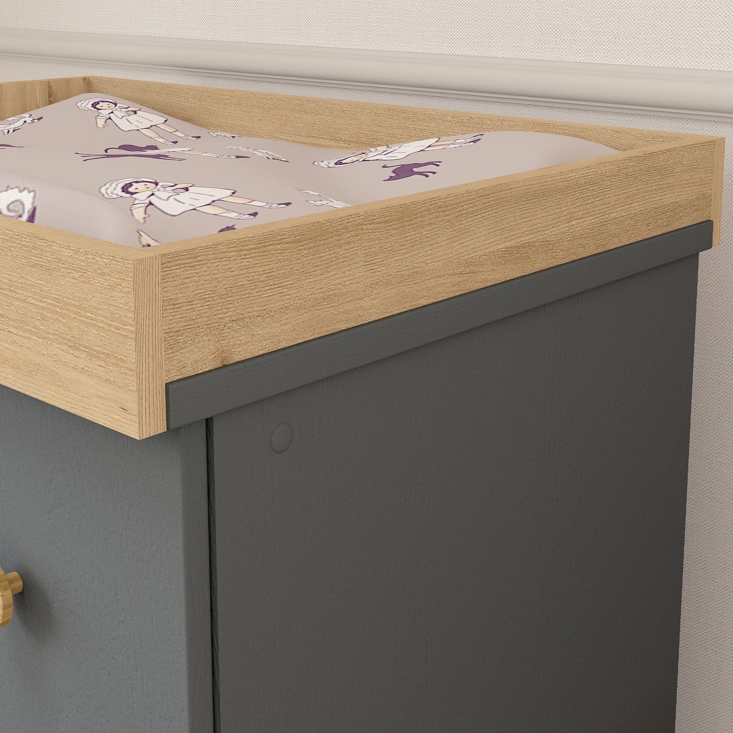 Shefa Kids Changing Dresser Design line 888 Graphite - Cremona Oak
