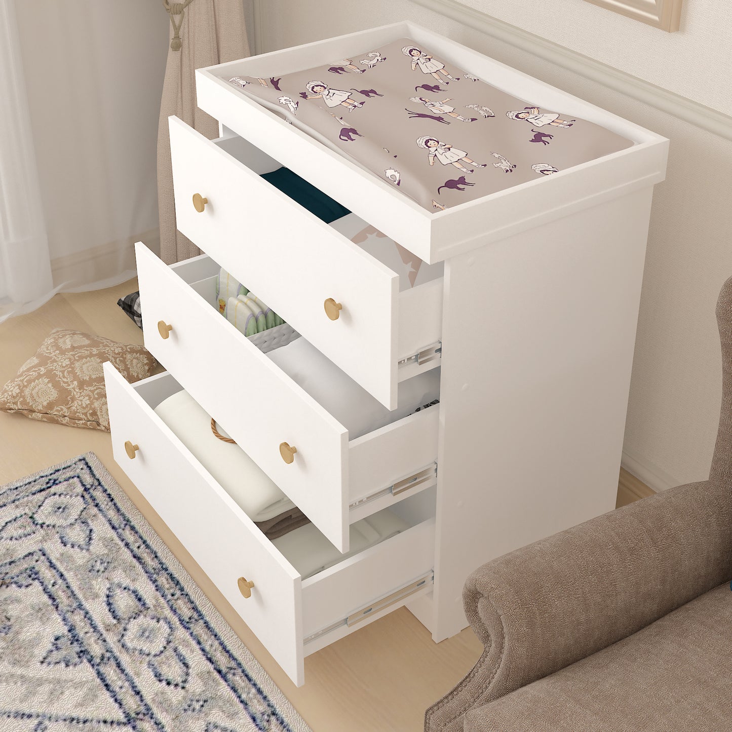 Shefa Kids Changing Dresser Design line 888 White