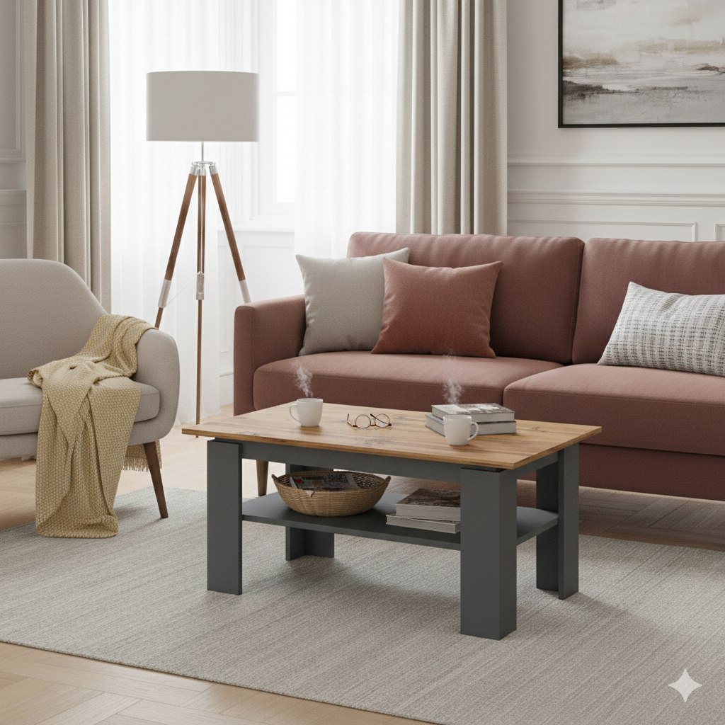 Coffee table Shefa Line Element 900 Oak - Graphite
