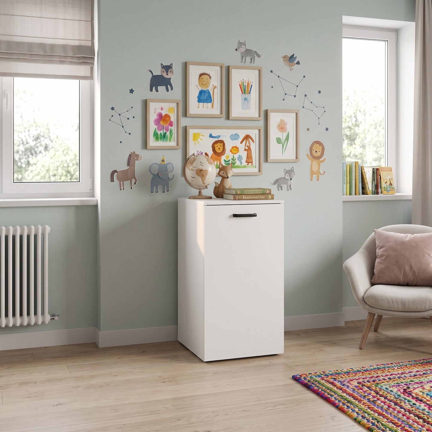 Folding Computer Desk Shefa Line Flexi White (folding top and mobile storage unit)