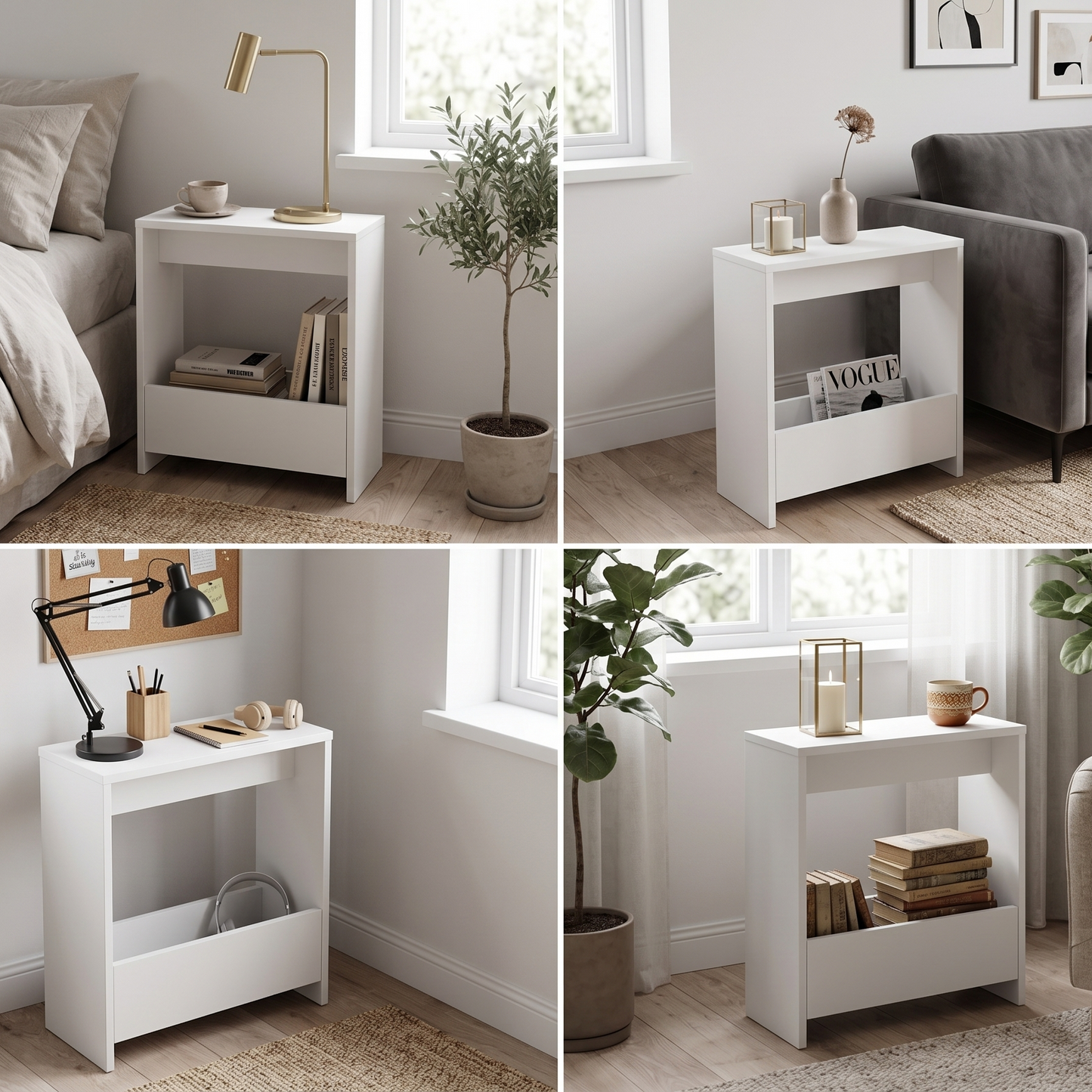 Slim Side Table Shefa Line Focus 55 White