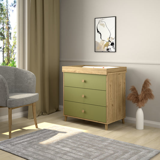 Shefa Kids Changing dresser 890 Oak - Pistachio Green