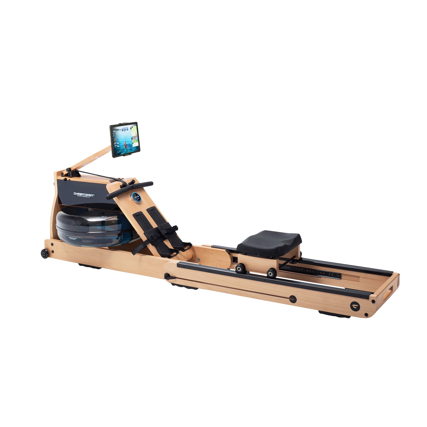 Wooden water rower WP 5000 with Kinomap, incl. Heart rate receiver