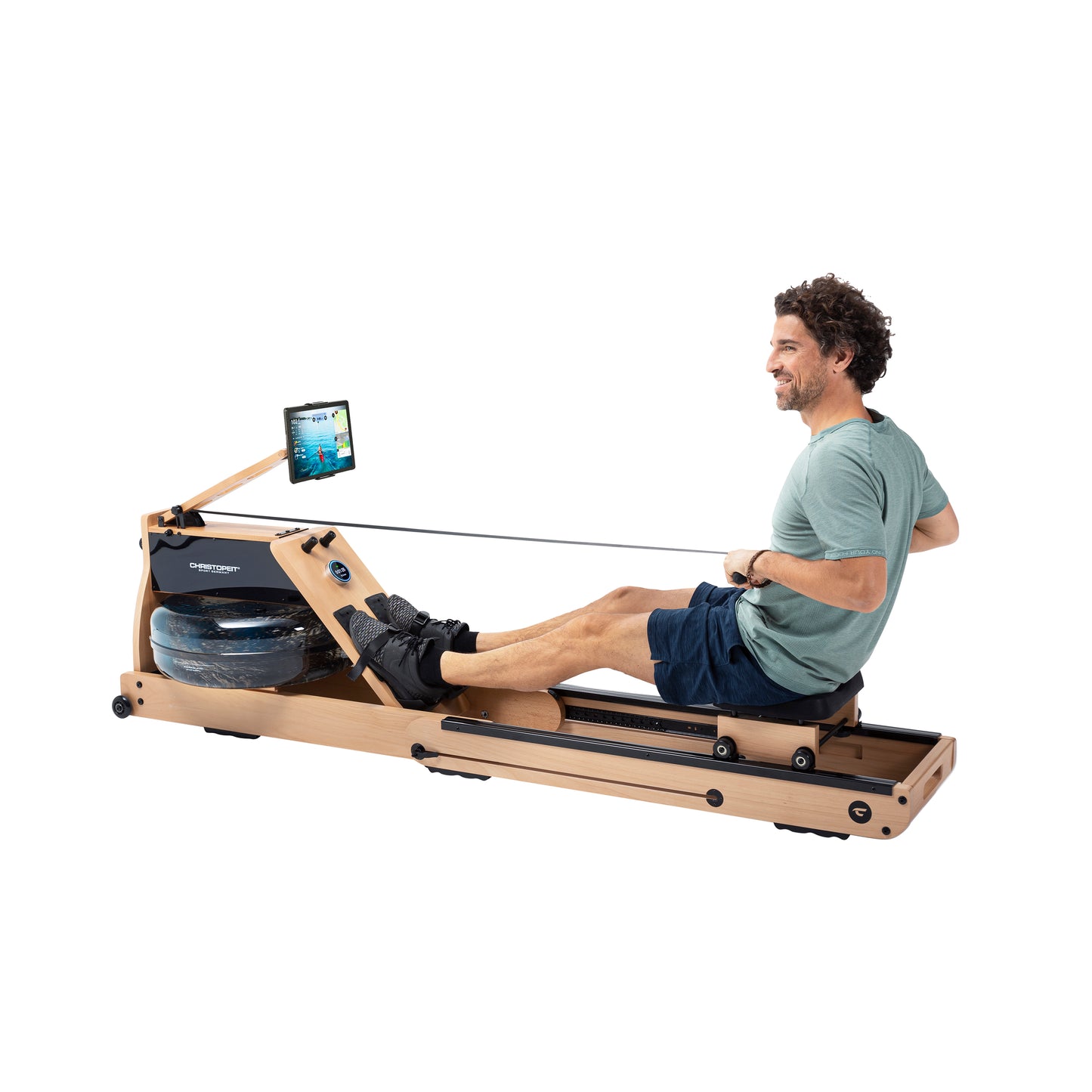 Wooden water rower WP 5000 with Kinomap, incl. Heart rate receiver