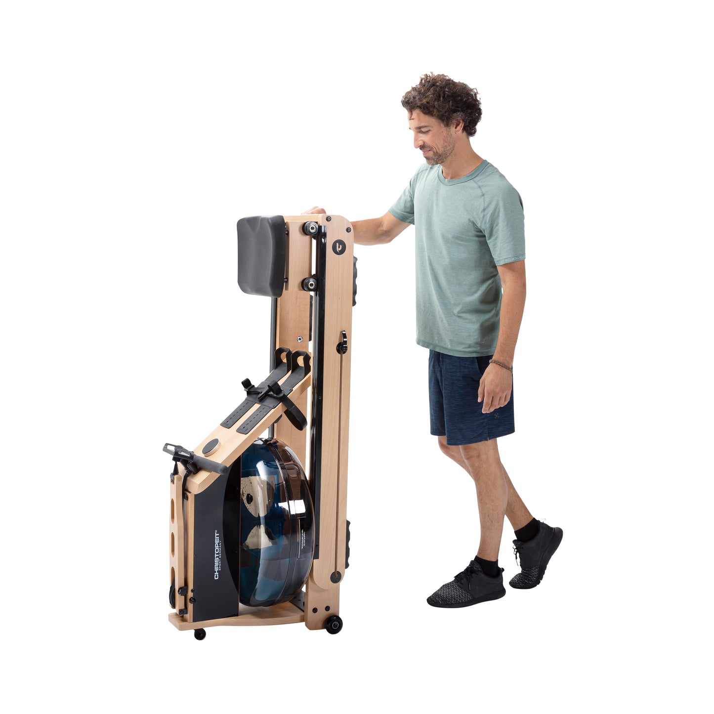 Wooden water rower WP 5000 with Kinomap, incl. Heart rate receiver