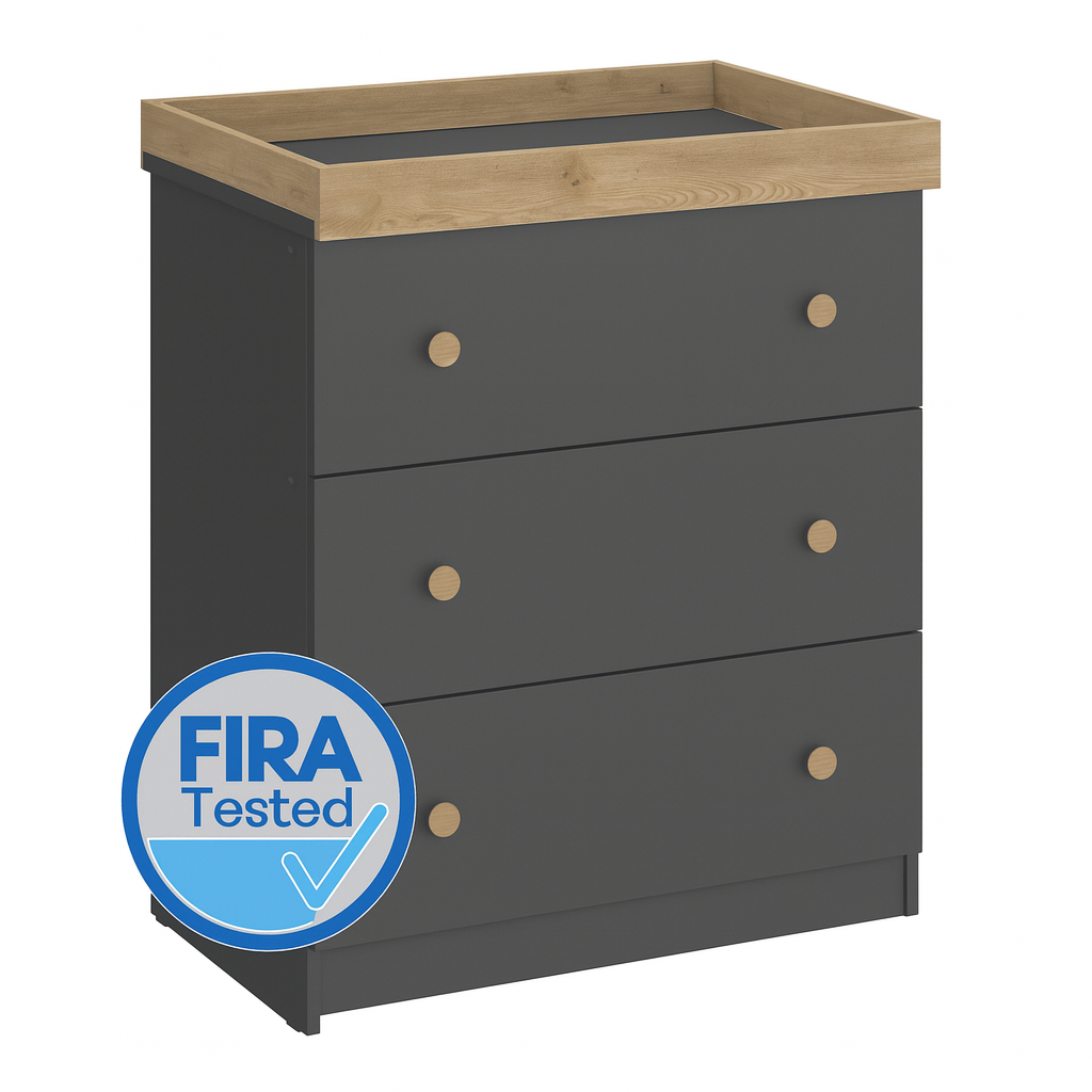 Shefa Kids Changing Dresser Design line 888 Graphite - Cremona Oak