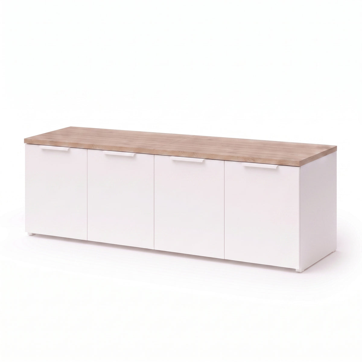 Shefa Line MODU 160cm Wide 4 Door Modular Sideboard Set - White and Oak Top