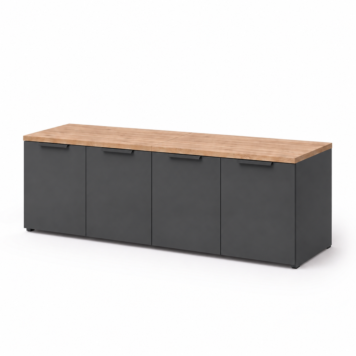 Shefa Line MODU 160cm Wide 4 Door Modular Sideboard Set - Graphite and Oak Top