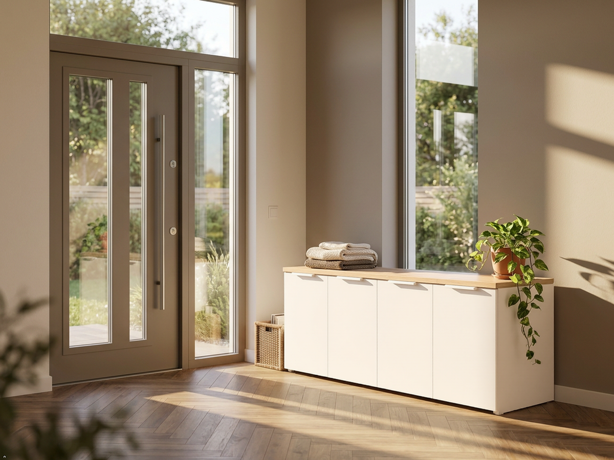 Shefa Line MODU 160cm Wide 4 Door Modular Sideboard Set - White and Oak Top
