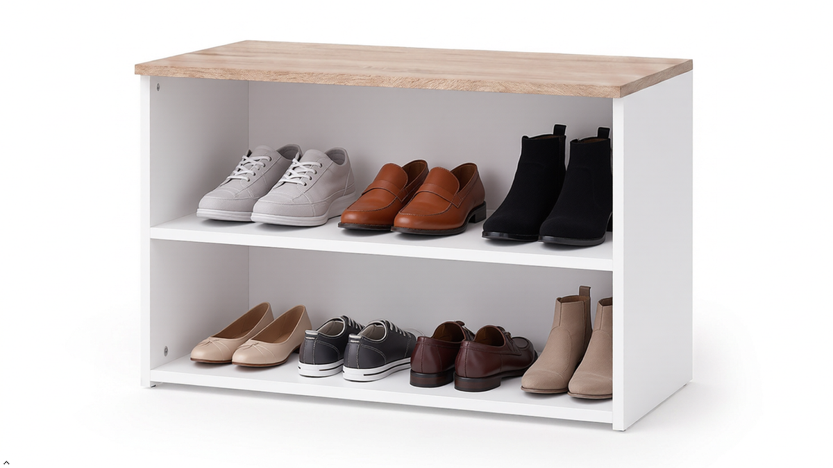 Shefa Line MODU 80 Open Storage Unit - White & Sonoma Oak